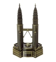 Vintage Metal Malezya Twin Towers Biblo Antik Bronz 18 cm