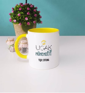 Uçak Mühendisi Kupa Bardak Sarı