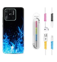 Xiaomi Poco X3 Pro M4 Pro X4 Pro C40 10C Kılıf Kablo Koruma Spiral Silikon Blue Fire 1678