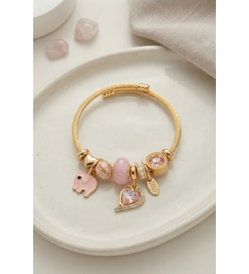Kalp ve Fil Model Pembe Charmlı Bileklik TJ-BB8748