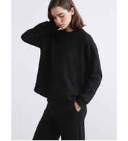 LCW Vision Siyah Bisiklet Yaka Oversize Kadın Sweatshirt
