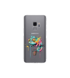 Samsung Galaxy S9 ile Uyumlu Splash Bukalemun Tasarımlı Şeffaf Silikon Kılıf