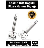 Premium Paslanmaz Çelik Dayanıklı Duvara Asılabilir Süper Keskin Çift Başlıklı Pizza Hamur Bıçağı