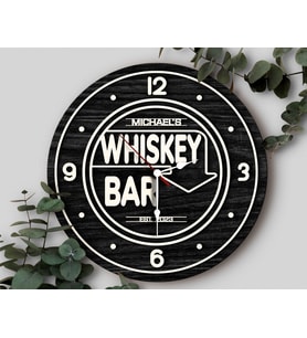 BK Gift Barlara Özel Dekoratif Siyah Ahşap Duvar Saati 35cm-13 , Bar Duvar Saati , Cafe Duvar Saati , Özel Ahşap Saat
