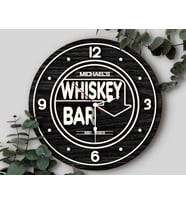 BK Gift Barlara Özel Dekoratif Siyah Ahşap Duvar Saati 35cm-13 , Bar Duvar Saati , Cafe Duvar Saati , Özel Ahşap Saat