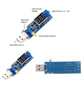 DC-DC USB Giriş:5V Çıkış: 0-27V Dc Boost Stepup Voltaj Yükseltici Modül