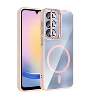 Coverzone Samsung Galaxy A35 ile Uyumlu Z-Etro MagSafe Wireless ?arj Destekli, G��l� Manyetik Tutucu, Stand Olabilen, Kamera Lens Hediyeli Koruyucu K?l?f Pembe