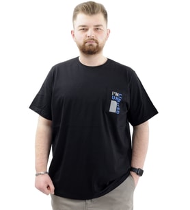Mode XL Erkek Büyük Beden T-Shirt Pamuklu Baskılı Bisiklet Yaka Tişört LIMITED U24052 Siyah