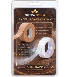 NutraBella Medikal Bant, Şeffaf ve Ten Rengi, Hipoalerjenik, Nefes Alabilen, Hassas Cilt Uyumlu, İz Bırakmaz, 2'li Set