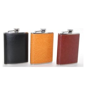 Paslanmaz Çelik Tekli 8 Oz Derili Matara Alk2661