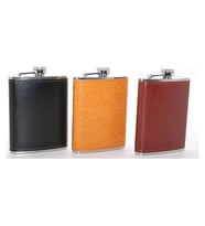 Paslanmaz Çelik Tekli 8 Oz Derili Matara Alk2661