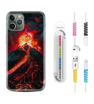 Apple iPhone 11 12 13 14 Pro Max Kılıf Kablo Koruma Spiral Silikon Yanardağ 1611