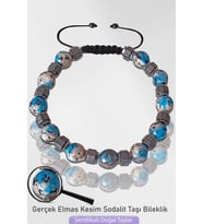 Sertifikalı Silver Hematitli Fasetli Sodalit Taşı Bileklik - Ayarlamalı (Çok Renkli)