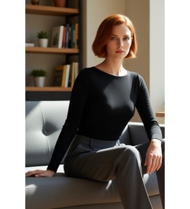 Kadın Moda Şık Üst Giyim Crop Kayık Yaka Slim Kalıp Örme Pamuklu Fitted Vücuda Oturan Esnek Bluz