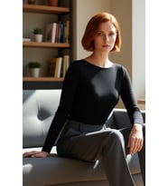 Kadın Moda Şık Üst Giyim Crop Kayık Yaka Slim Kalıp Örme Pamuklu Fitted Vücuda Oturan Esnek Bluz