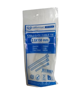 Medalyan Şeffaf Kablo Bağı Kelepçesi Klipsi - 2.5 x 150 mm - 100 Adetlik Paket