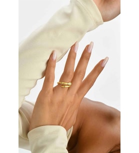 Ayarlanabilir Yeşil Taşlı Yılan 925 Ayar Gümüş Yüzük (Gold)