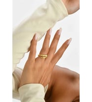Ayarlanabilir Yeşil Taşlı Yılan 925 Ayar Gümüş Yüzük (Gold)