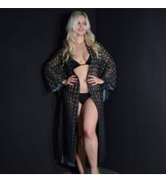PAREDORA Siyah Damlacık Desenli Kimono Pareo