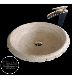 Traverten Dışı Oluk Patlatma Çanak Lavabo