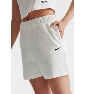 Nike Sportswear Essential Loose Fit Jersey Shorts Bol Kesim Ağır Modal Kadın Şort Beyaz Krem