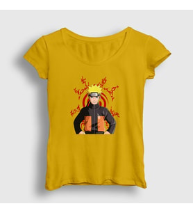 Presmono Kadın Sarı Fuinjutsu Anime Naruto T-Shirt 132030tt (Sarı)