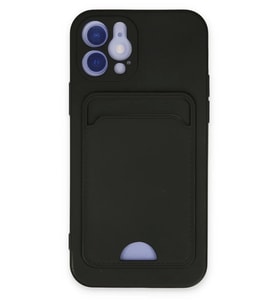 Newface Apple iPhone 12 Kılıf Kelvin Kartvizitli Silikon - Siyah