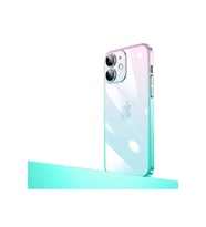 Apple iPhone 12 Uyumlu Kılıf Parlak Renk Geçişli Kamera Korumalı Zore Senkron Kapak (Pembe-Mavi)