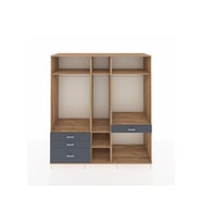 Kronos Dolap 7 Raflı 4 Çekmeceli 3 Askılı 220x59x243 Çam-Çam/Antrasit