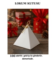 Piramit 100 Adet Beyaz Lokum Kutusu - Gold İpli - Şeker Kutusu - Çikolata Kutusu