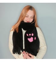 Siyah Pati Peluş Atkı