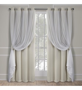 Lexroo Exclusive Home Curtains Catarina Katmanlı Düz Karartma ve Şeffaf Pencere Perdesi Panel Çifti
