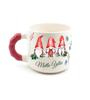 Mutlu Yıllar 3 Noel Baba Baskılı Kırmızı Kulplu Boncuk Yılbaşı Kupası