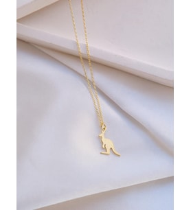 Kişiye Özel 925 Ayar Gümüş Minimalist Kanguru Figürlü Kolye (Gold)
