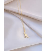 Kişiye Özel 925 Ayar Gümüş Minimalist Kanguru Figürlü Kolye (Gold)