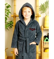 Bambu Kapşonlu Yumuşacık Unisex Kız-erkek Çocuk Havlu Bornozu Antrasit Gri / Yarasa