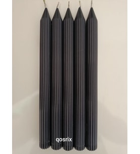 qosrix 5'li Antrasit Gri Şamdan Soya Mumu 1. Kalite Doğal Vanilya Kokulu Uzun Çubuk Konik Mum Dekoratif
