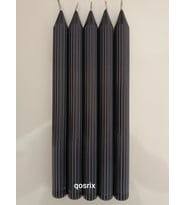 qosrix 5'li Antrasit Gri Şamdan Soya Mumu 1. Kalite Doğal Vanilya Kokulu Uzun Çubuk Konik Mum Dekoratif