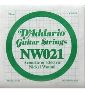 DADDARIO NW021 ELEKTRO VE AKUSTİK TEK TEL, (RE), 0.021
