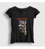 Presmono Kadın Siyah Here Papa Ghost T-Shirt 403798tt