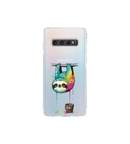 Samsung Galaxy S10 ile Uyumlu Splash Tembel Hayvan Tasarımlı Şeffaf Silikon Kılıf