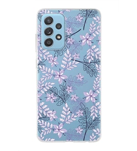 Samsung Galaxy A52s Uyumlu Kapak Floral Lila Tasarımlı Şeffaf Silikon Kılıf