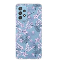 Samsung Galaxy A52s Uyumlu Kapak Floral Lila Tasarımlı Şeffaf Silikon Kılıf