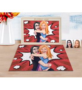 BK Gift Kişiye Özel Kız Kardeşler Karikatürlü 1000 Parça Profesyonel Puzzle-10