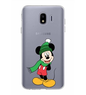 Samsung Galaxy J4 Kapak Mickey Mouse Tasarımlı Şeffaf Silikon Kılıf