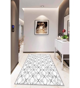 Silver Mermer Desenli Kaymaz Tabanlı Dekoratif Halı RV019 - 100 x 160 cm