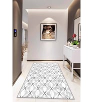 Silver Mermer Desenli Kaymaz Tabanlı Dekoratif Halı RV019 - 100 x 160 cm