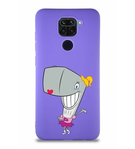 Xiaomi Redmi Note 9 Soft Premier Kapak Pearl Yengeç Tasarımlı Silikon Kılıf - Mor (Şeffaf)