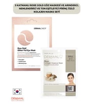 3 Katmanlı Rose Gold Göz Maskesi ve Arındırıcı, Nemlendirici Ve Ton Eşitleyici Pirinç Özlü Kolajen Maske Seti