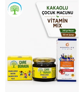 ÇareBurada Kakaolu Çocuk Macunu 240 gr & Moonlife Vitamin Mix Şurup 150 ml Avantajlı Çocuk Seti